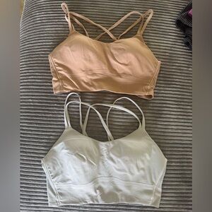 Lululemon like a cloud longline bra SIZE 8 ribbed white grey nude neutral tank